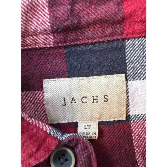 Jachs Shirt Mens Large Tall Red‎ Black Heavy Flannel Plaid Grunge Hipster 90s - Picture 2 of 10